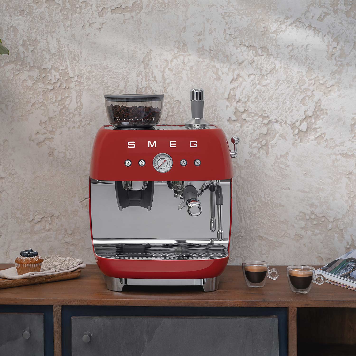 smeg egf03 siebtraeger espressomaschine rot esszimmer 95348