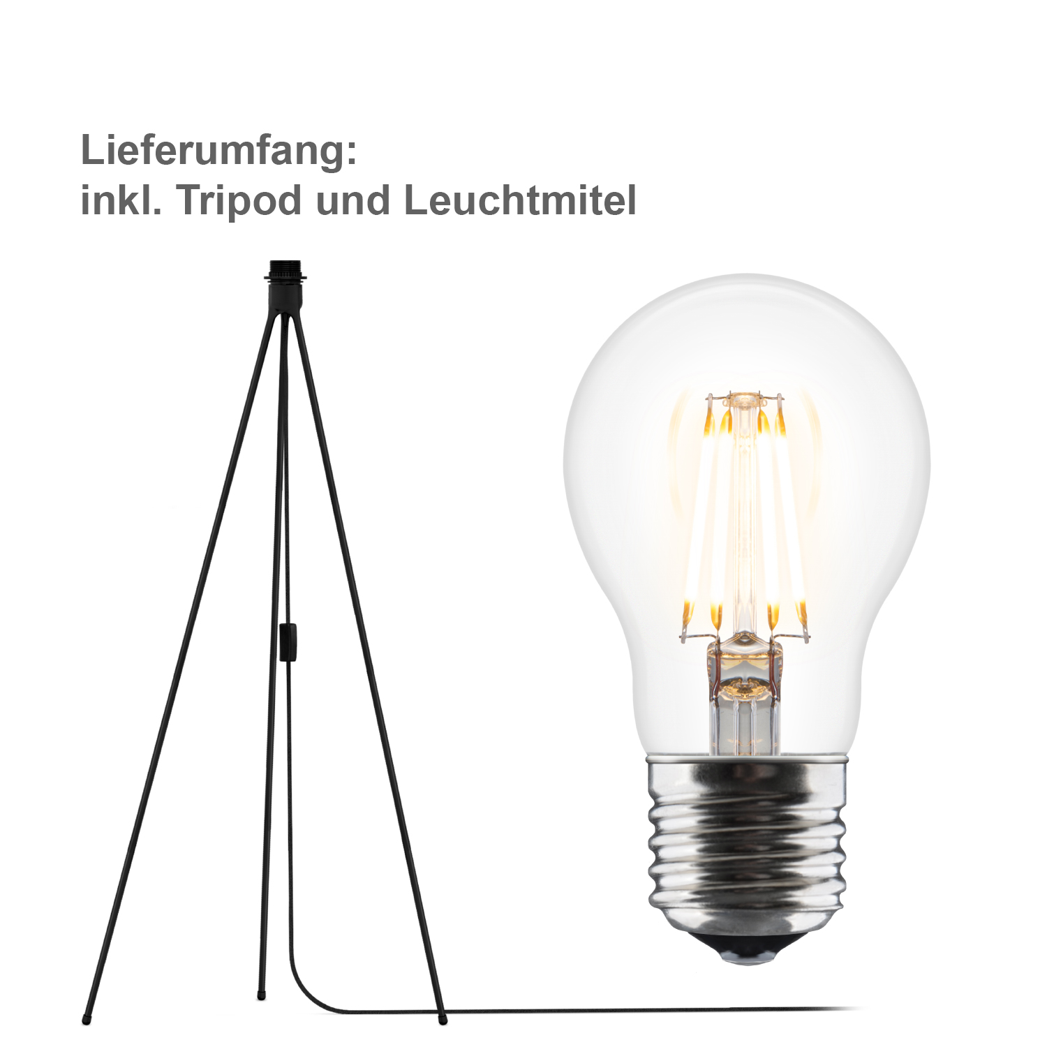 umage tripod hoch schwarz leuchtmittel