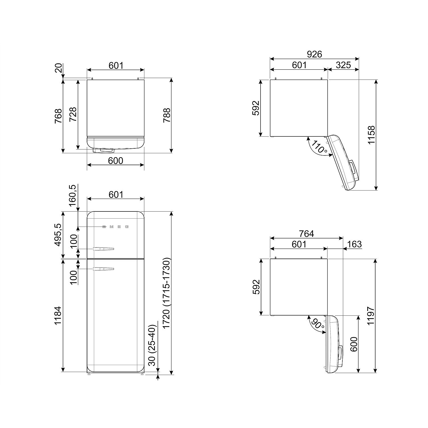 smeg kuehlschrank FAB30 technischezeichnung 55367