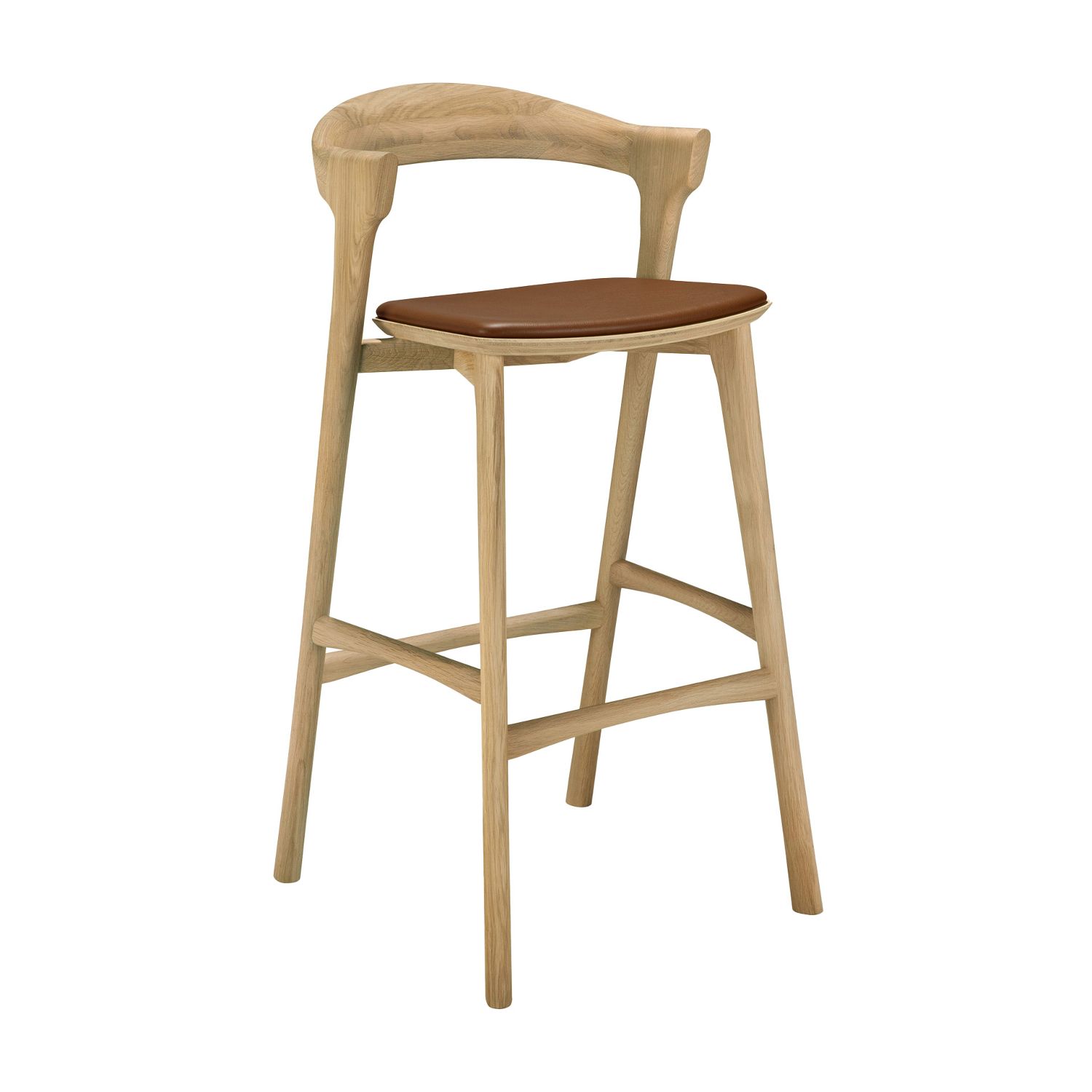 Ethnicraft - Bok Barhocker eiche lackiert cognac leder