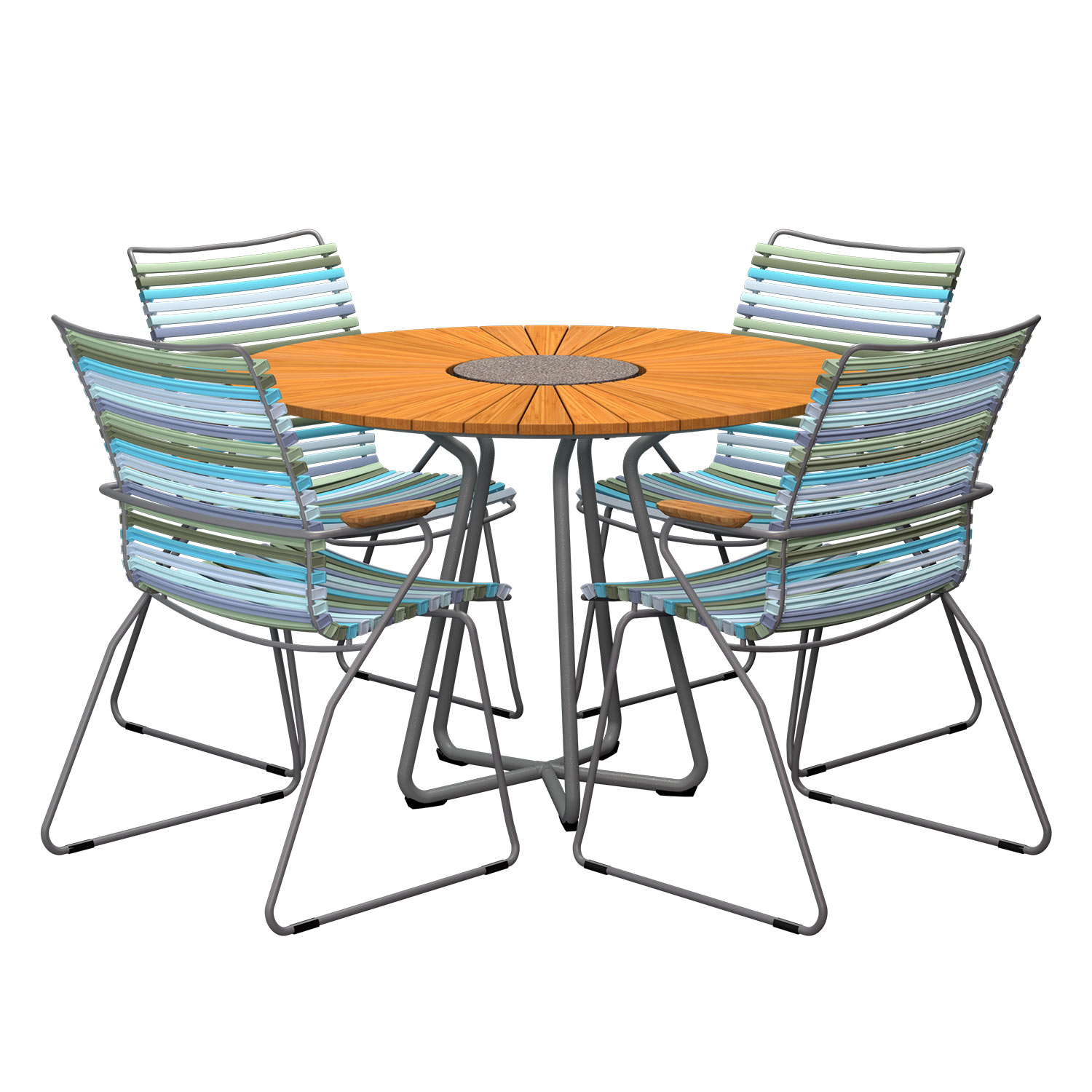 HOUE - Set Circle Tisch Ø 110 cm + 4x Click Stuhl hoch