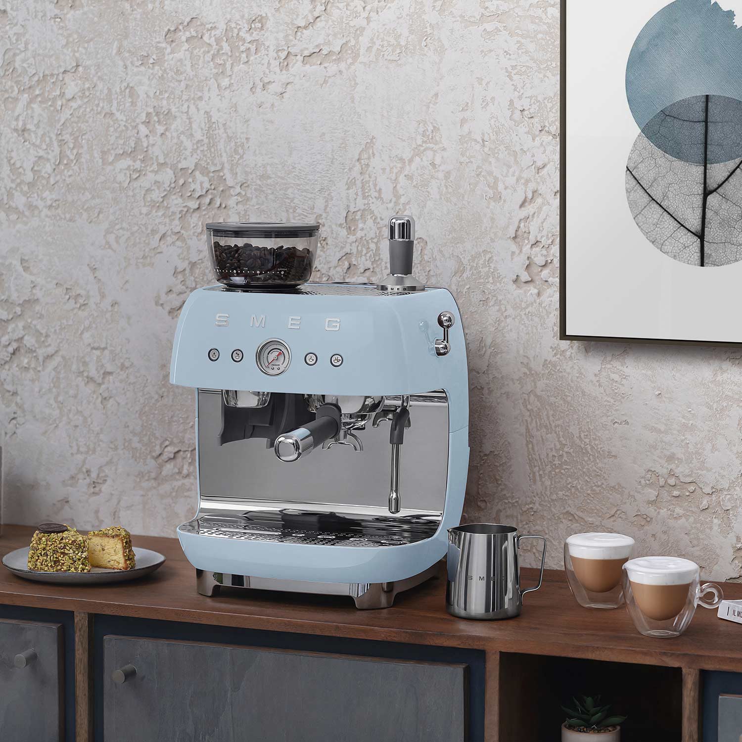 smeg egf03 siebtraeger espressomaschine pastell blau kueche 95345