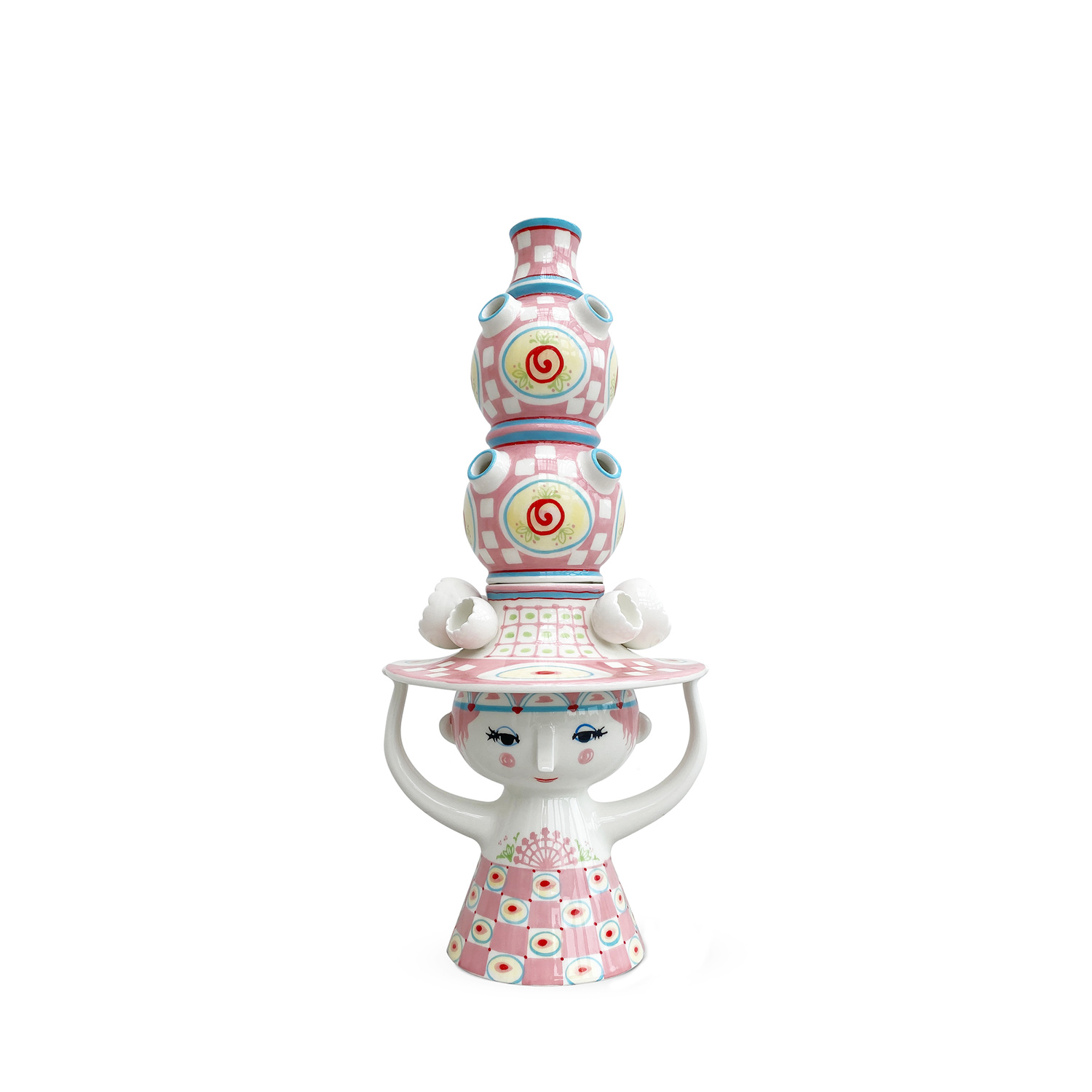Björn Wiinblad - Lady mit Hut Vase H50 cm pink