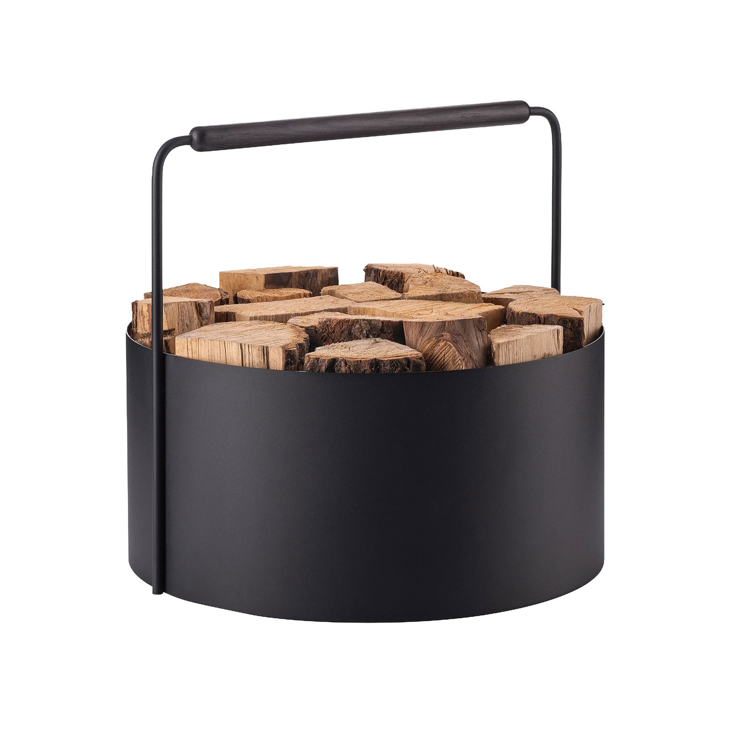 blomus ASHI Holkkorb schwarz L 67077 mit Holz 104566