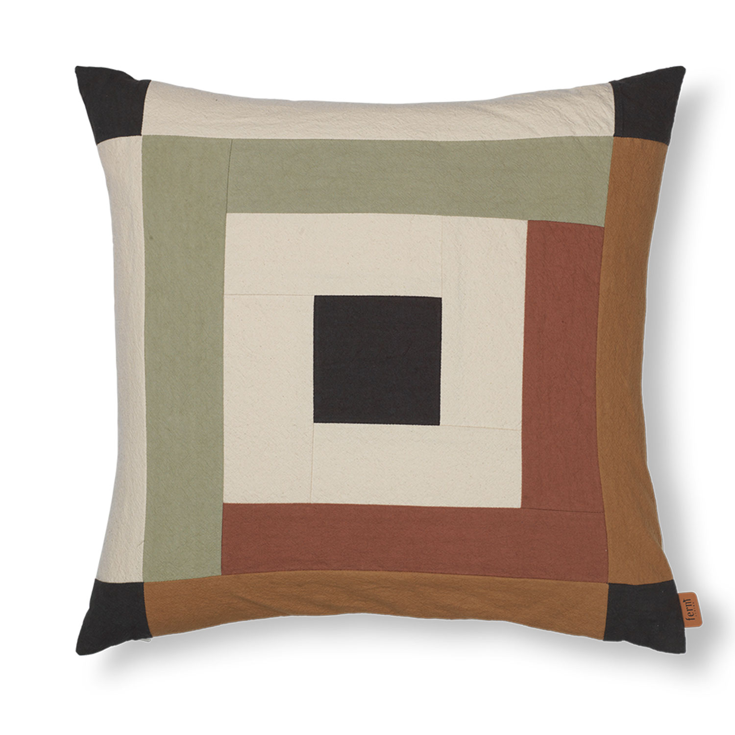 fermLIVING Border Patchwork Kissen DarkSageRedBrown 1104268646 101035