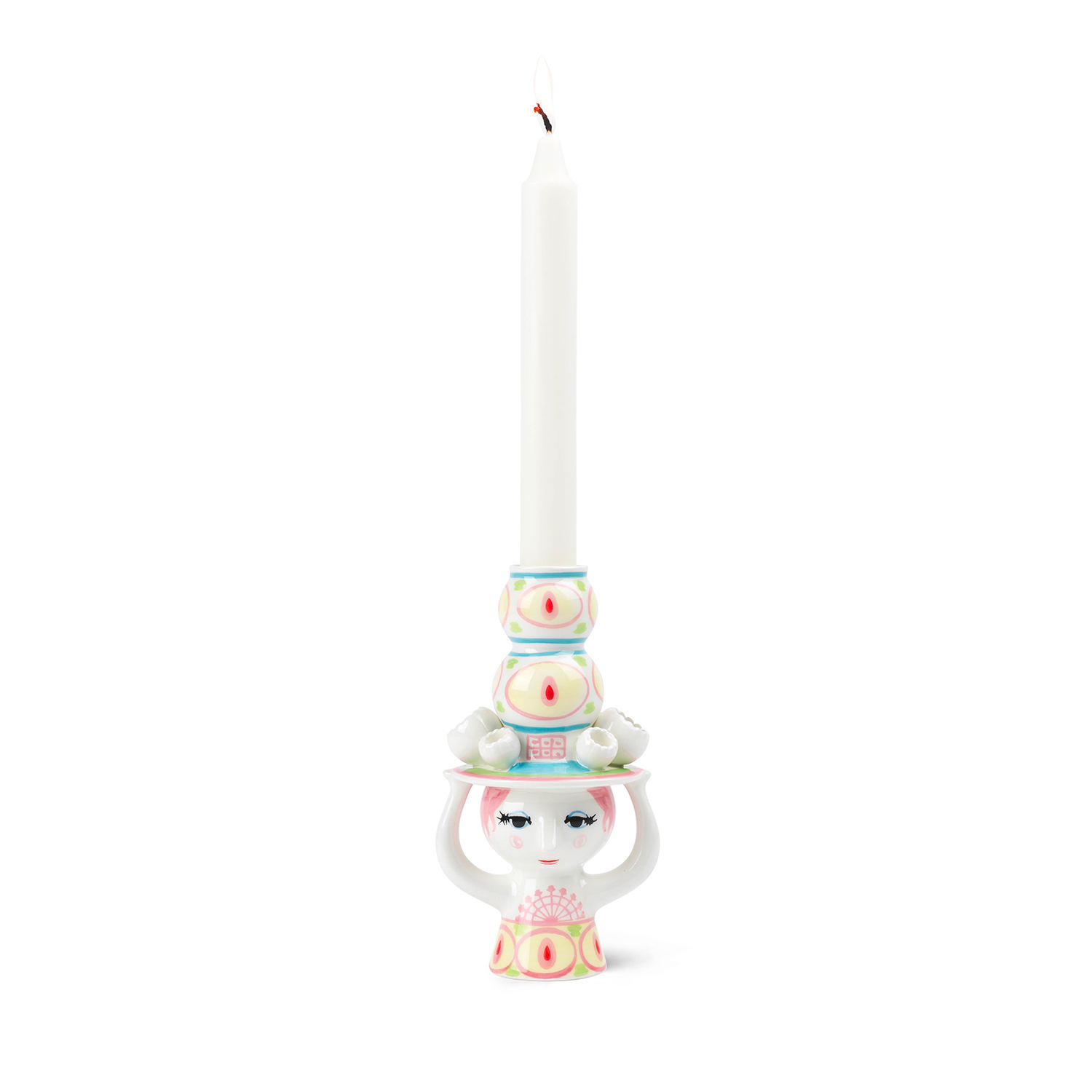 Björn Wiinblad - Lady mit Hut Vase H20,5 cm pink/gelb