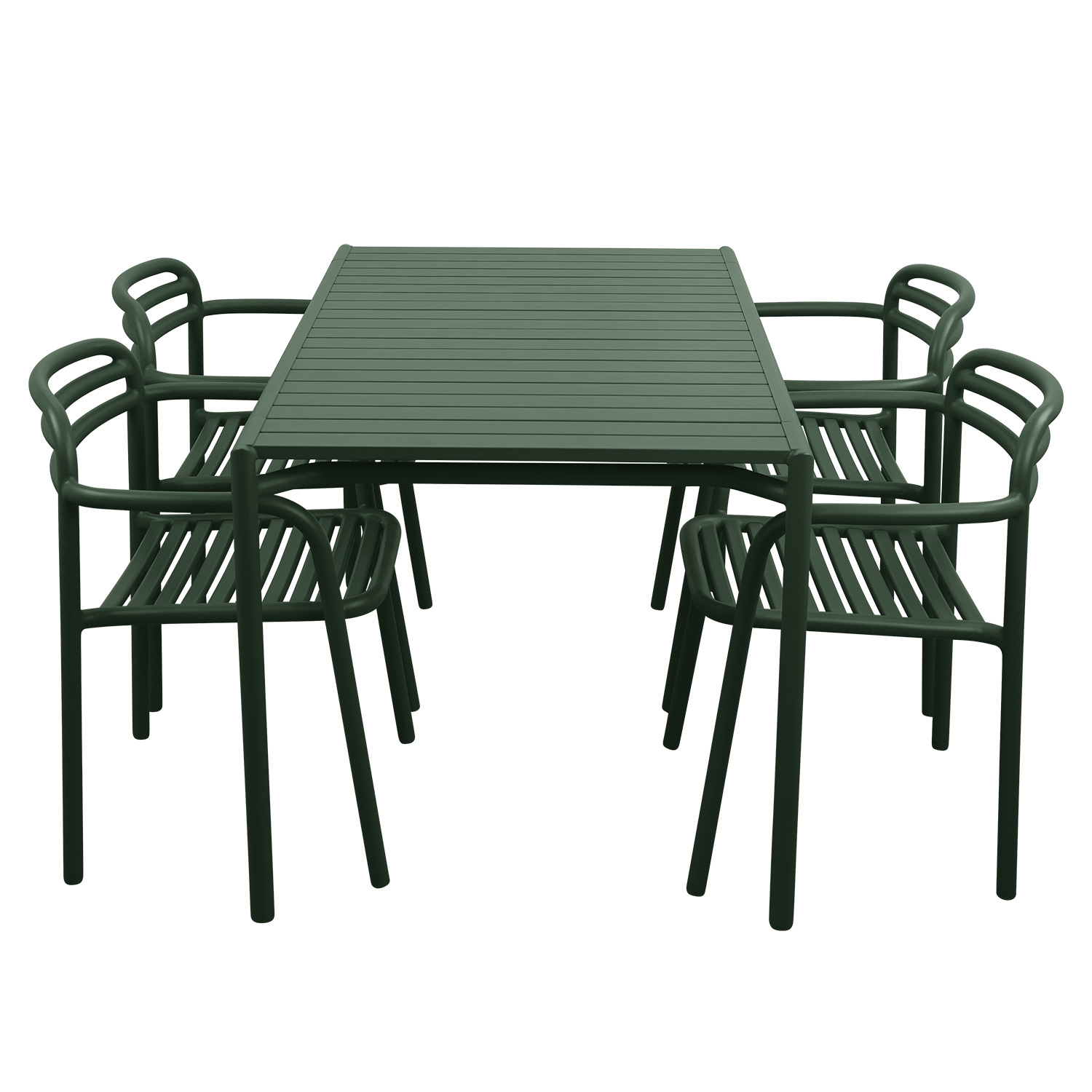 Cane-line - Bliss Tisch rechteck. m.4 Arml.stühlen darkgreen