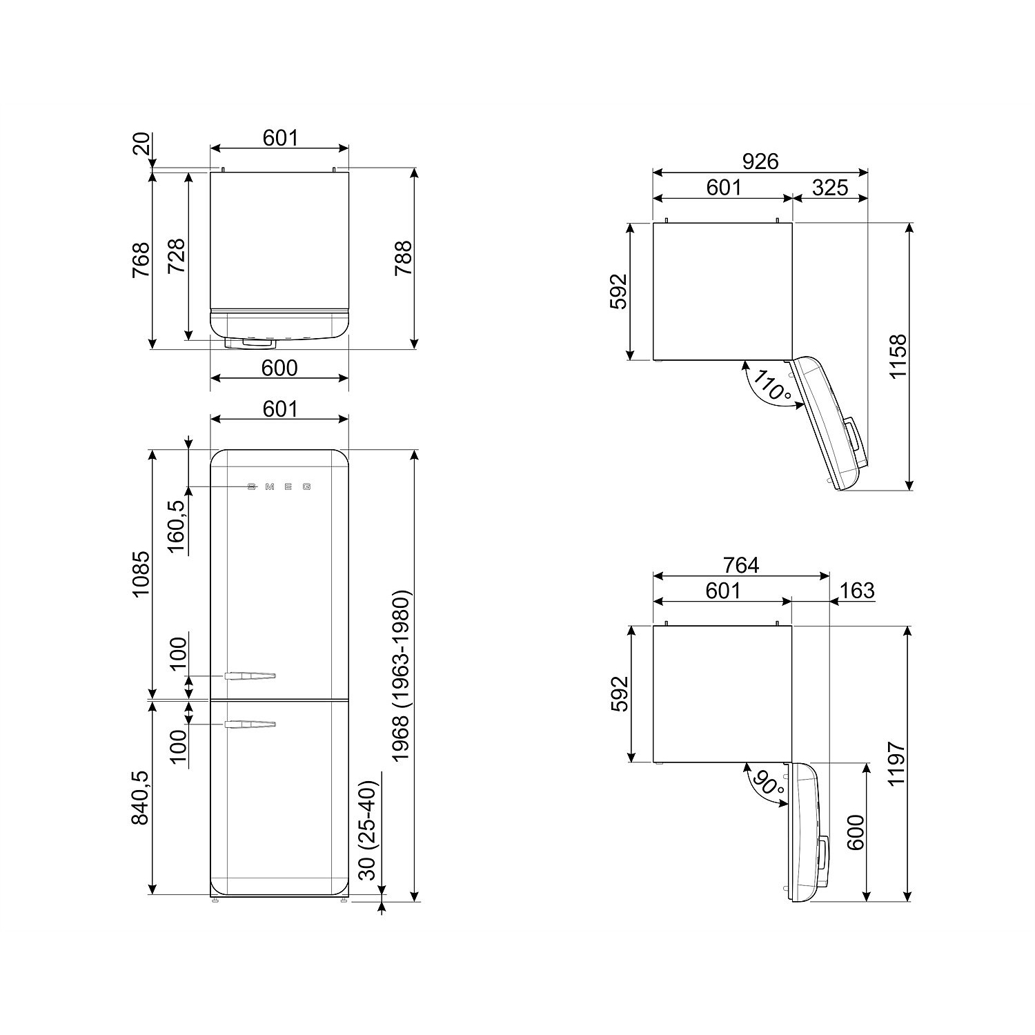 smeg kuehlschrank FAB32 technischezeichnung 55235