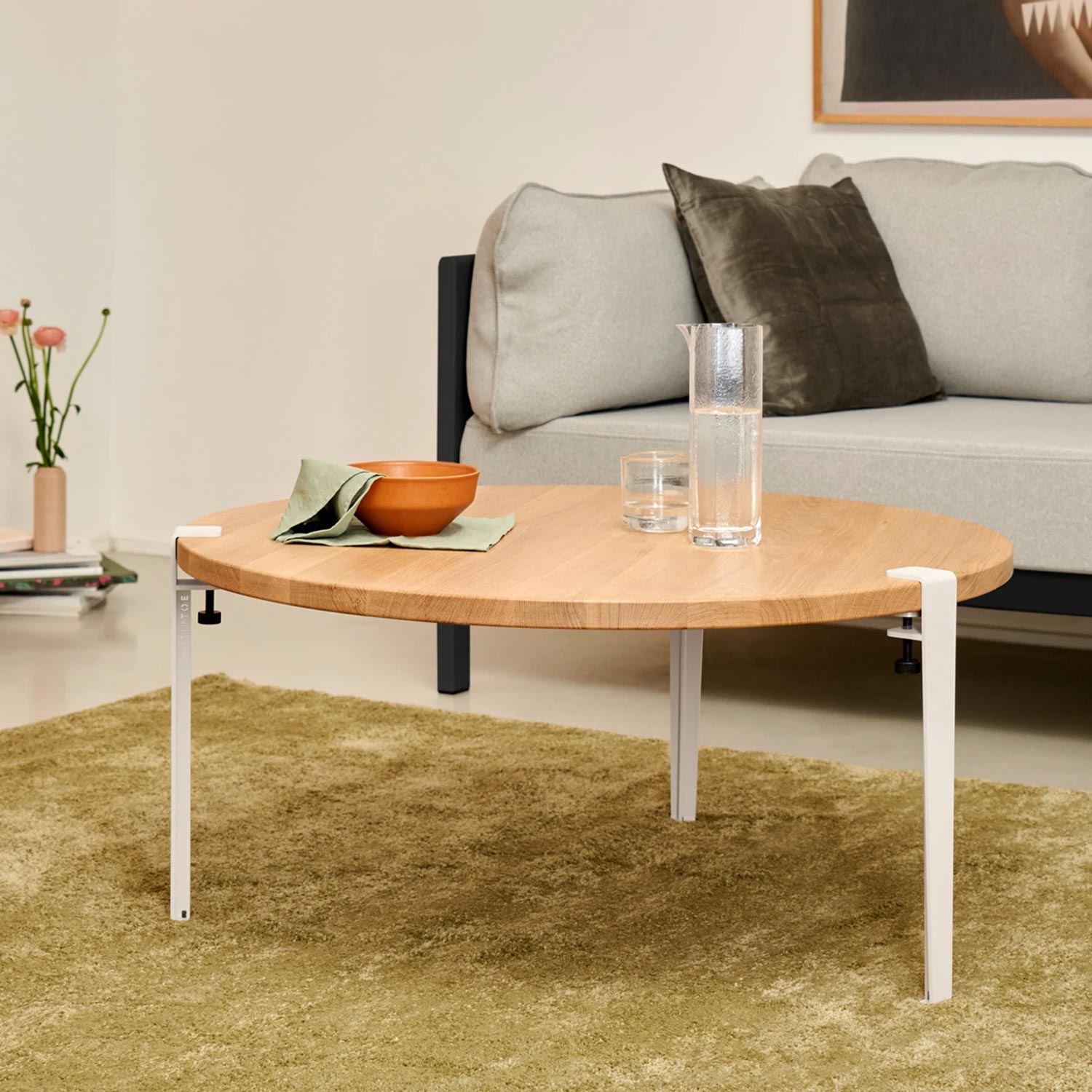 Tiptoe - Couchtisch rund Ø 90 cm Eiche weiß-creme