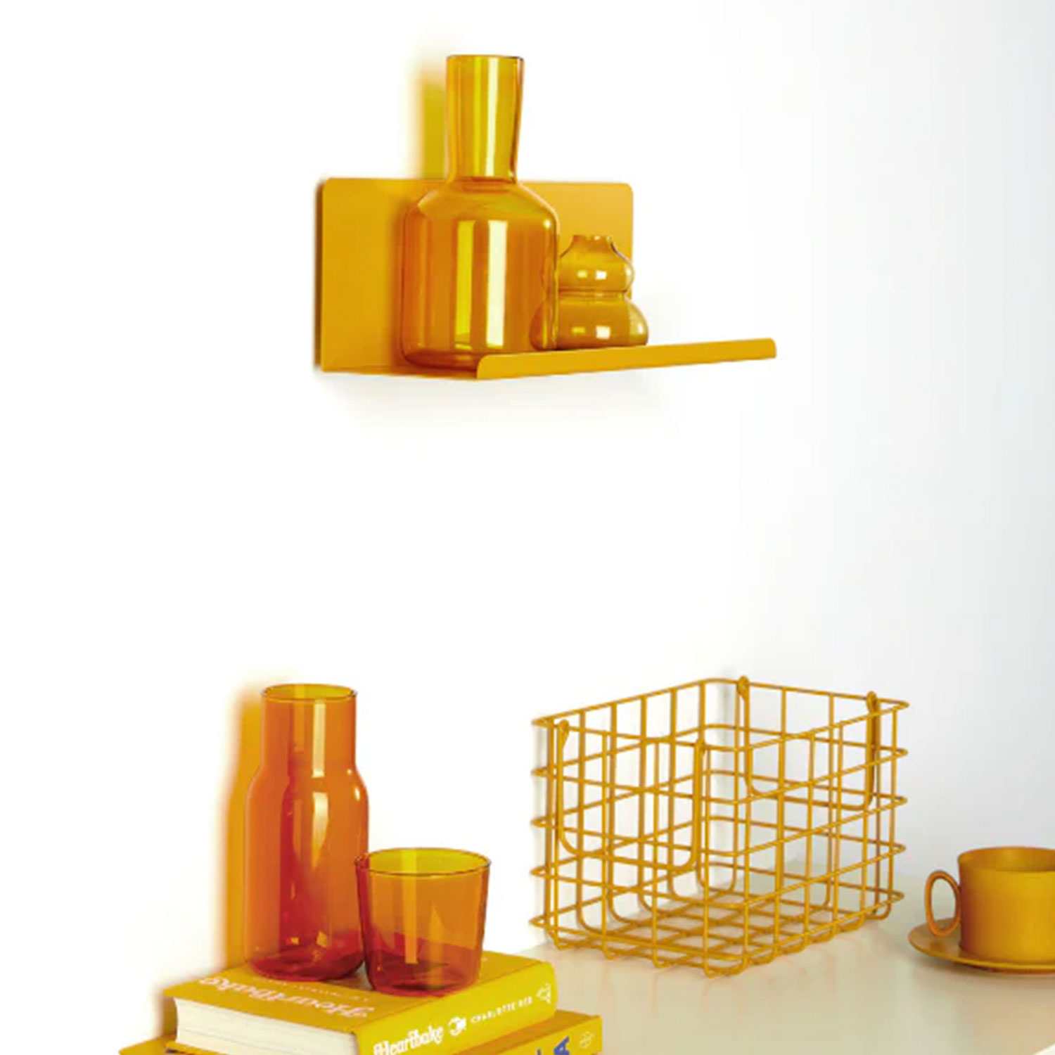 mustard made the ledge shelf small angled mustard ambiente 104582