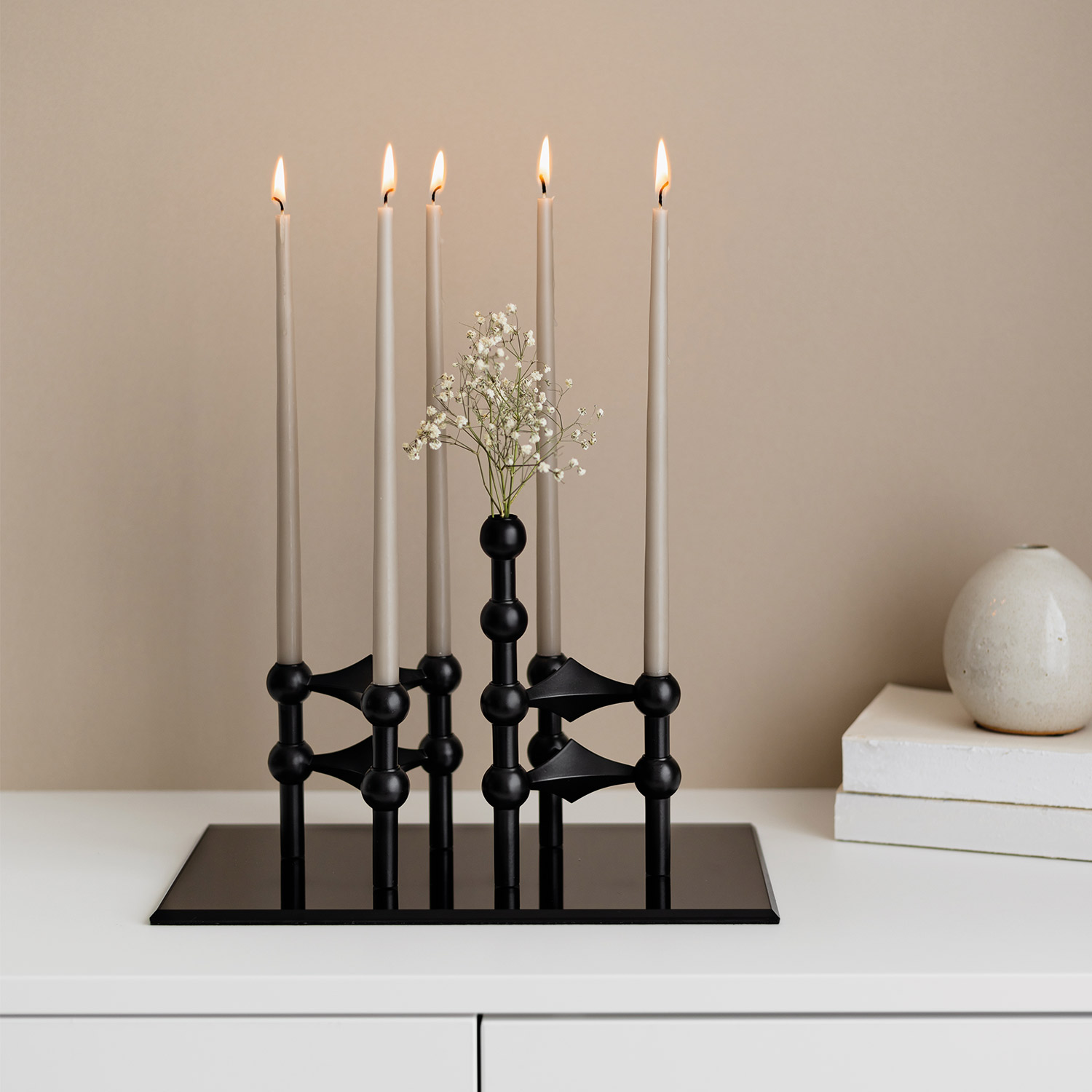 stoff nagel vase schwarz kerzenleuchter 78149